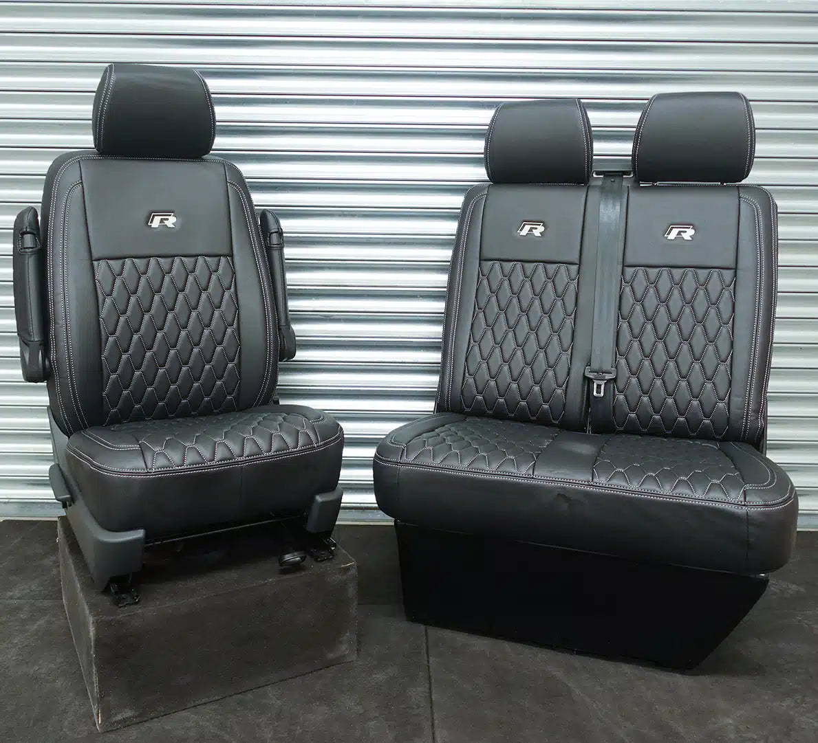 Leather look seat covers VW T6 T6.1 Dimond Design Grey