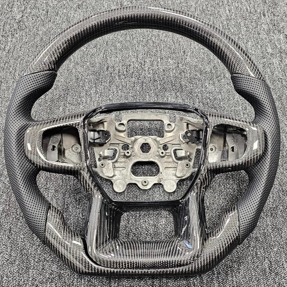 Flat Bottom Ford Ranger Steering Wheel - Leather & Carbon