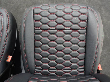 Leather look seat covers - VW T6/T6.1 – Hexagon Design Red