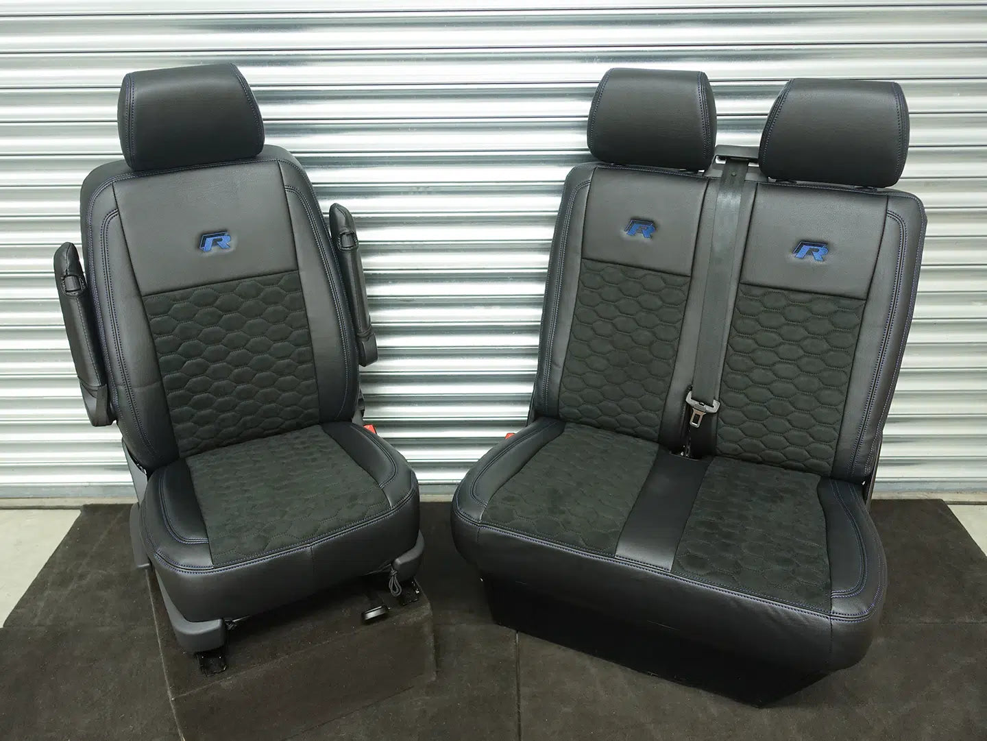 Leather look seat covers - VW T6/T6.1 – Alcantara Design Blue