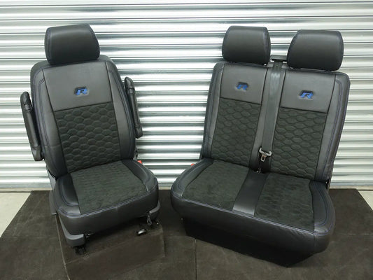 Leather look seat covers - VW T6/T6.1 – Alcantara Design Blue