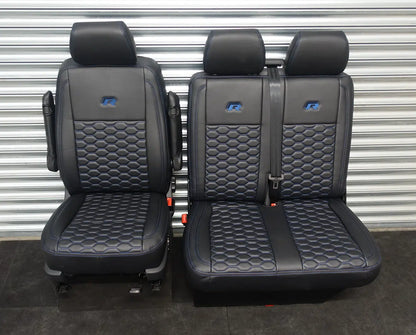 Leather look seat covers - VW T6/T6.1 – Hexagon Design Blue