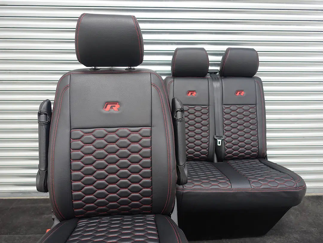 Leather look seat covers - VW T6/T6.1 – Hexagon Design Red