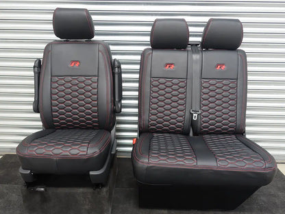 Leather look seat covers - VW T6/T6.1 – Hexagon Design Red