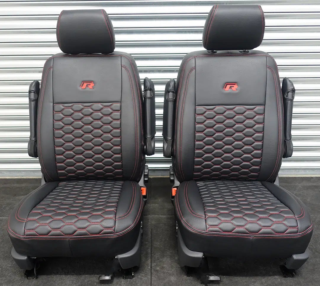 Leather look seat covers - VW T6/T6.1 – Hexagon Design Red